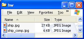 Folder with compressed image