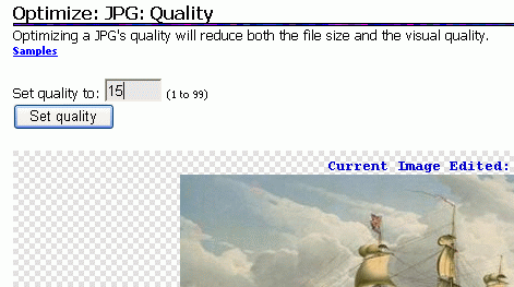 Optimize: JPG: Quality window