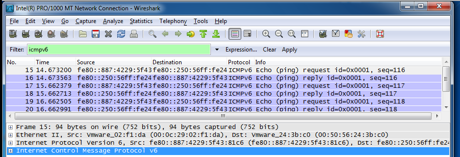 wireshark captures for ping